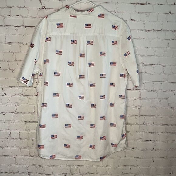 Mad Engine USA Flag All Over Print Short Sleeve Button Down Mens Shirt Size XL - Picture 4 of 9
